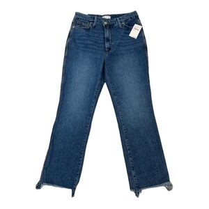 Good American Good Curve Straight Leg Size 4/27 Asymmetrical Waist With Raw Hems